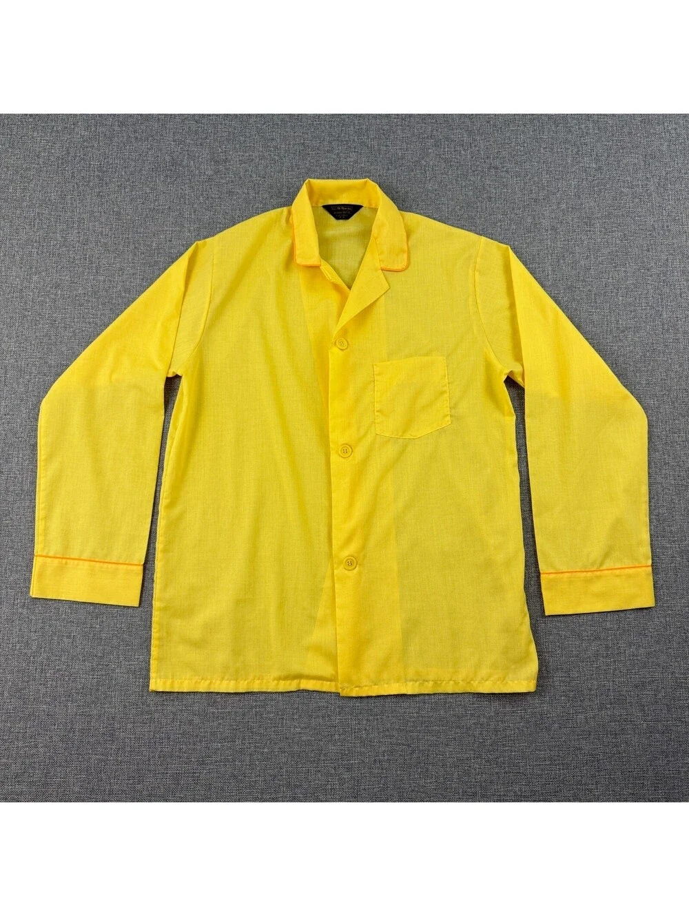 Vintage 70s Sears The Men’s Store Perma Prest Yellow Pajama Shirt Size S 34/36